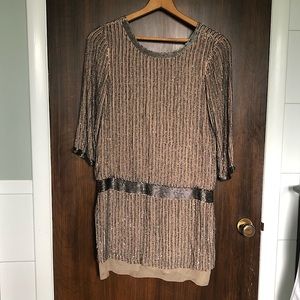Beaded drop waist dress by Parker size small